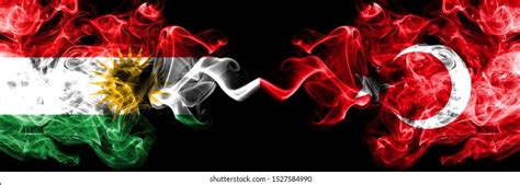 Kurdistan Vs Turkey Turkish Smoke Flags Stock Photo 1527584990