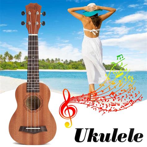 21 Inch Brown Rosewood Soprano Beginner Ukulele 4 Strings Acoustic Ukulele 15 Frets Guitar