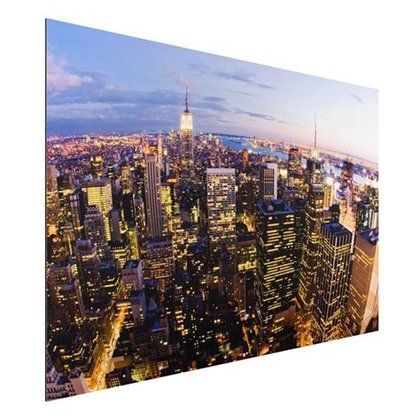 New York Skyline Bei Nacht Alu Dibond Bild Im Querformat Bilderwelten