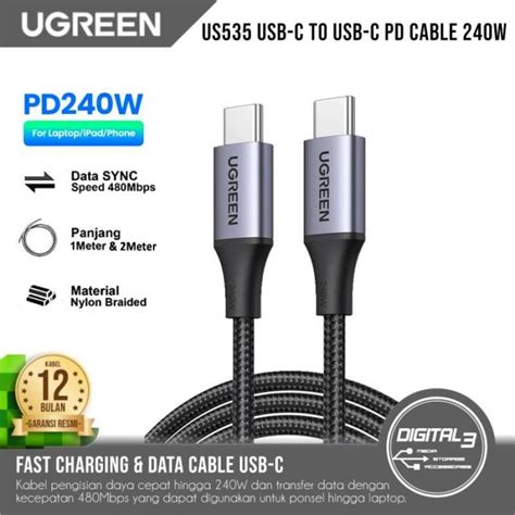 Jual Ugreen Us Usb Type C To C Cable Pd W Fast Charging Kabel