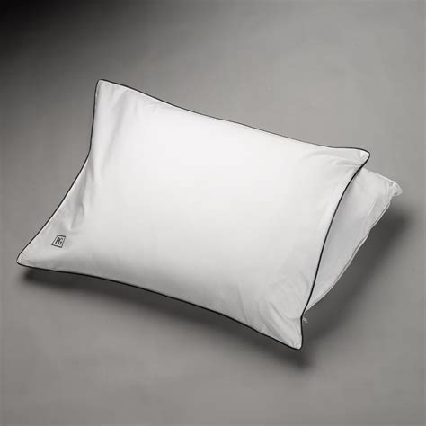 Stomach Sleeper Down Pillow // White + Navy Blue Piping // Soft ...