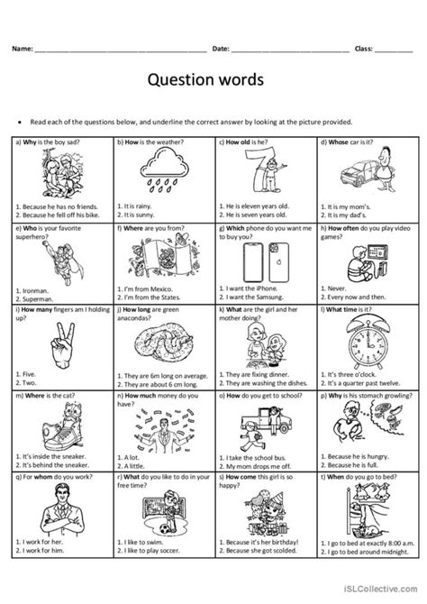 Question Words English Esl Worksheets Pdf And Doc