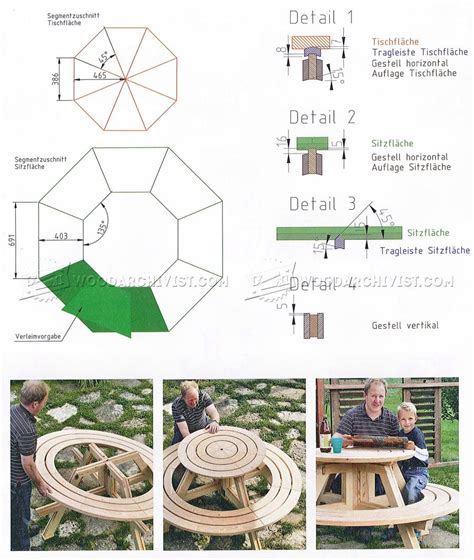 Round Picnic Table Plans • WoodArchivist