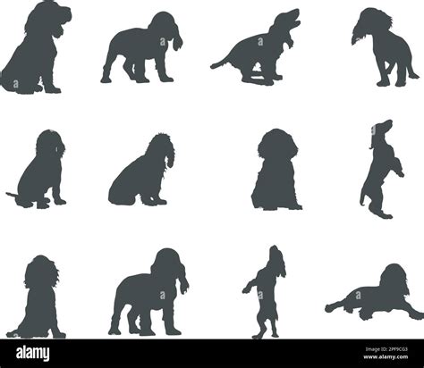 Cocker Spaniel dog silhouettes, Cocker spaniel silhouette, Cocker ...