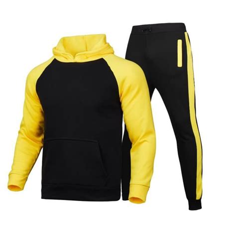 2 Pièces Ensemble Jogging Survêtement Homme Hiver Chaud Tenue De Sport