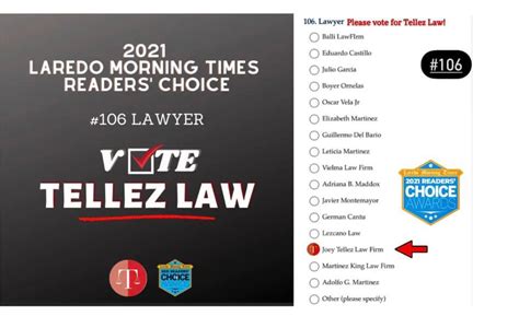 Joey Tellez Tellez Law I Am So Honored To Have Been Nominated For