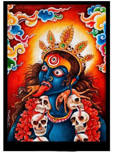 Kali Mata | Watercolor On Paper | By Yubraj | Exotic India Art