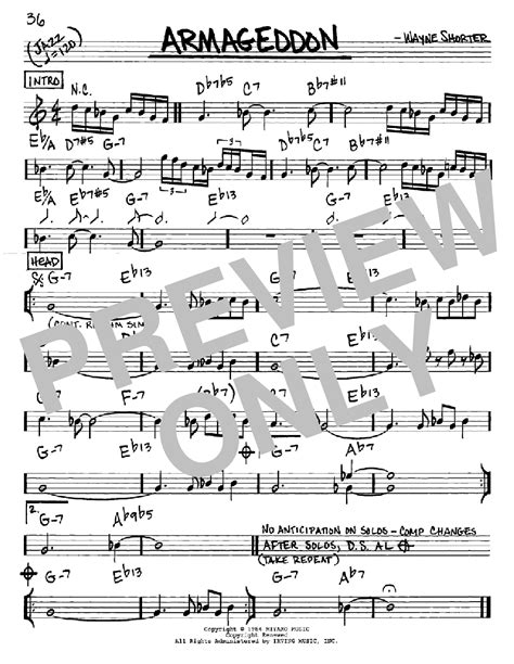 Wayne Shorter Armageddon Sheet Music