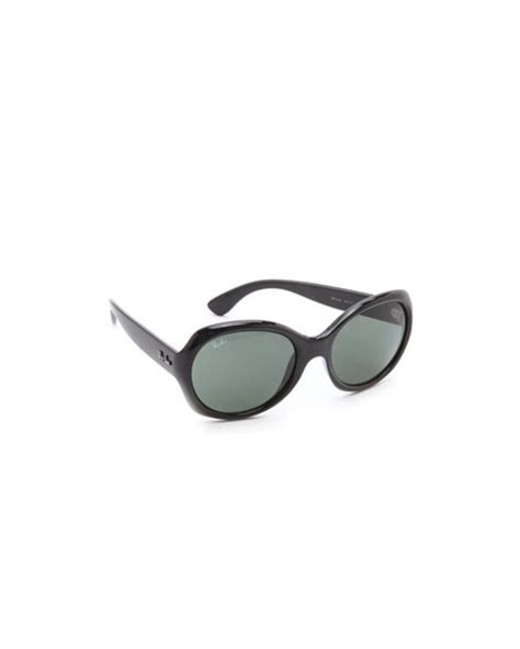 Ray-Ban Round Glam Sunglasses in Black | Lyst