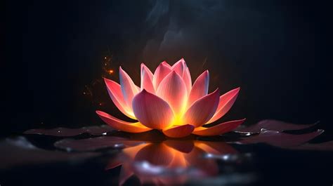 Premium Photo A Lotus Flower In The Dark