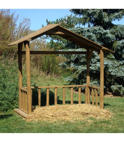 Wooden Nativity Stable All American Christmas Co