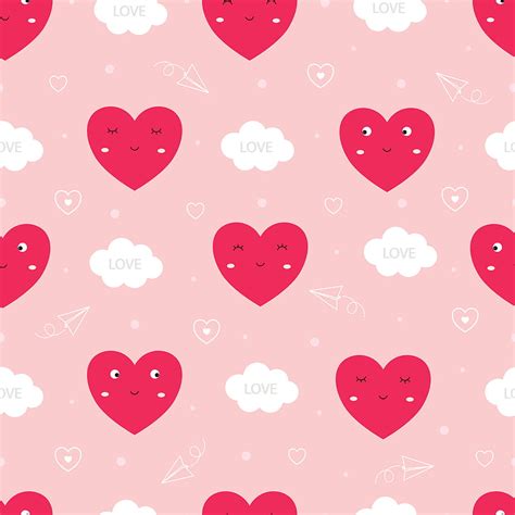 Seamless Pattern Valentines Day Backgrounds With Hearts And Clouds