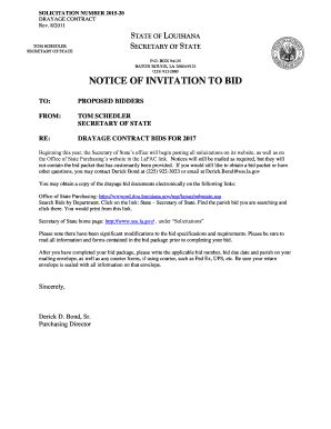 Fillable Online Notice Of Invitation To Bid Wwwcfprd Doa Louisiana