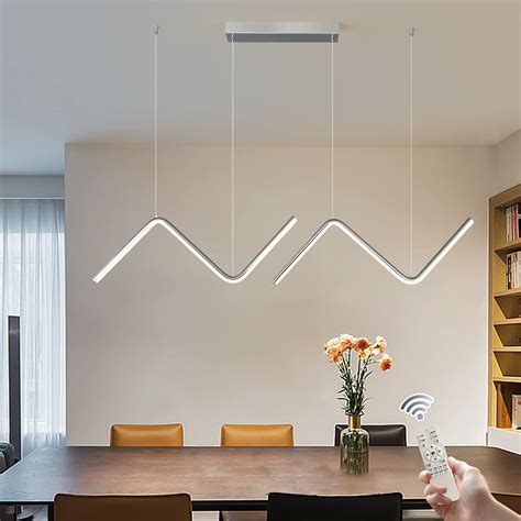 GEADI Modern Pendant Lighting Chrome LED Dimmable Linear Wave Pendant