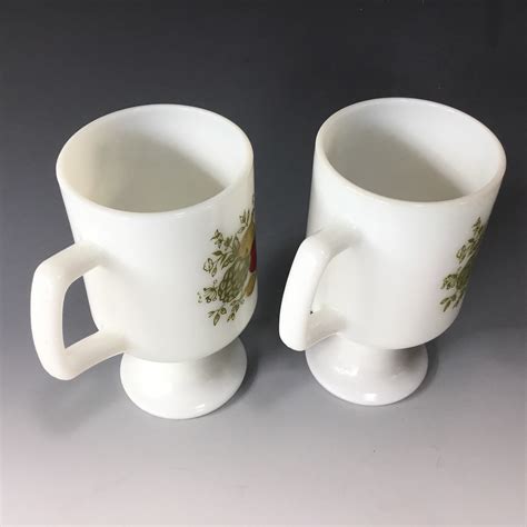 Milk Glass Pedestal Mugs Spice O Life Compatible Set Of 2 Etsy