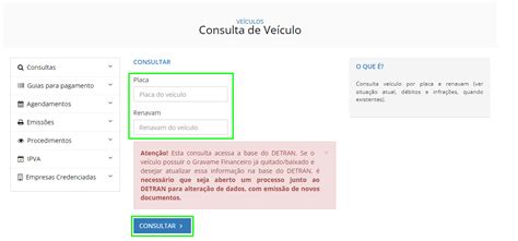 Print da tela mostrando onde inserir as informações do veículo para