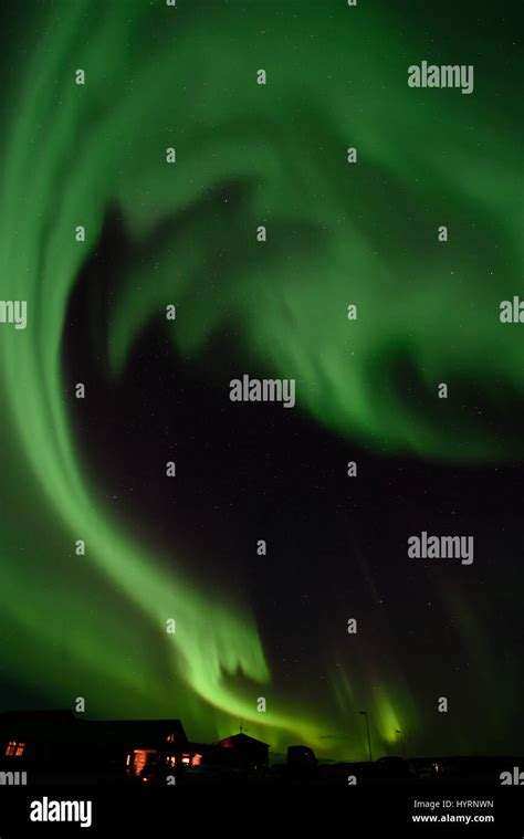 Aurora Borealis from Hotel Ranga in South Iceland Stock Photo - Alamy