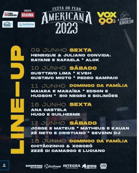 Shows Festa De Americana 2023 Imagem Instagram