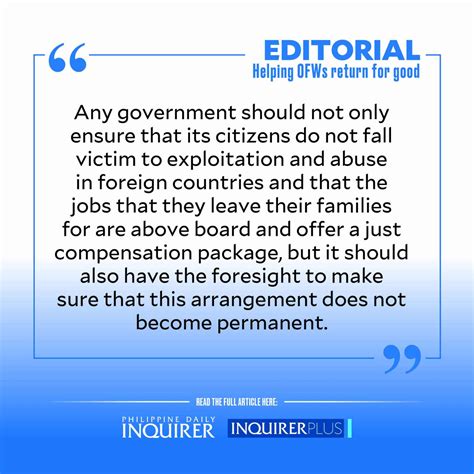 Helping Ofws Return For Good Inquirer Opinion