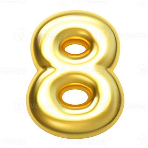 Number 8 Gold 3d 8880316 Png