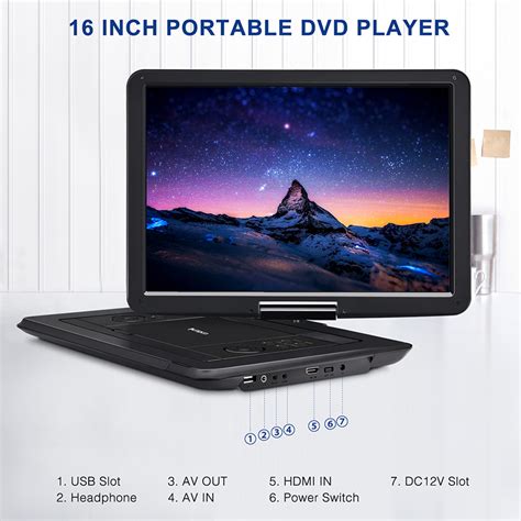 19 Portable Dvd Player With 16 Large Screen Hdmi 1080p Memory Region