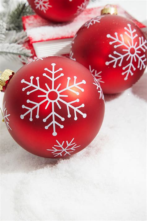 5" Red Christmas Ball Ornaments - Set of 6 - Decorator's Warehouse