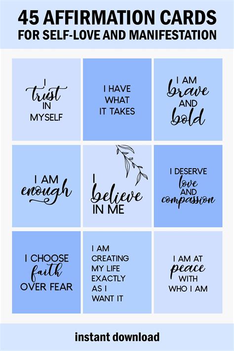 Positive Affirmation Card Deck Vision Board Printables Cards For Law