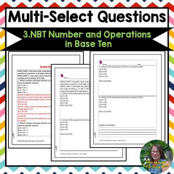 3rd Grade Number And Operations In Base Ten Test Prep Multiple