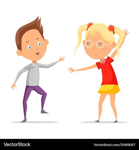 Children dancing or cartoon boy with girl moving Vector Image