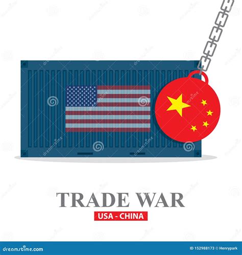 Trade War Usa Versus China Illustration America China Tariff Business