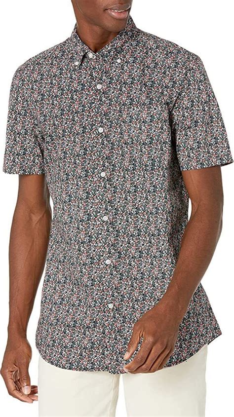 Goodthreads Men S Standard Fit Short Sleeve Flower Floral Print Poplin