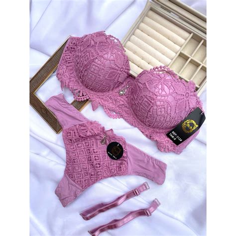 Conjunto de lingerie sensual calcinha e sutiã bojo alça removível