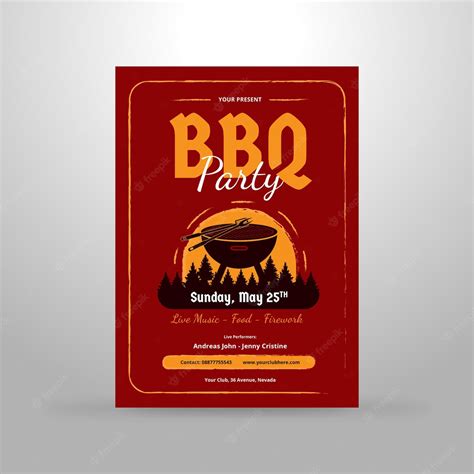 Premium Vector Bbq Party Flyer Template Barbecue Party Poster With