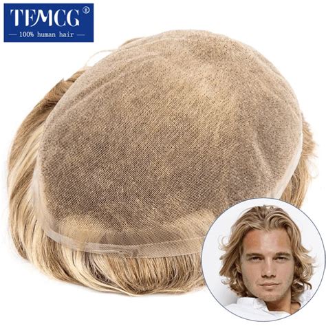 Men Toupee Full Lace 100 Natural Human Hair Toupee Men Wig Breathable Male Hair Prosthesis