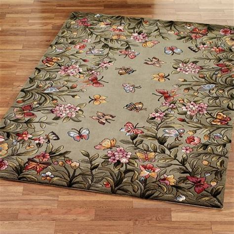 Athena Garden Butterfly Floral Wool Area Rugs