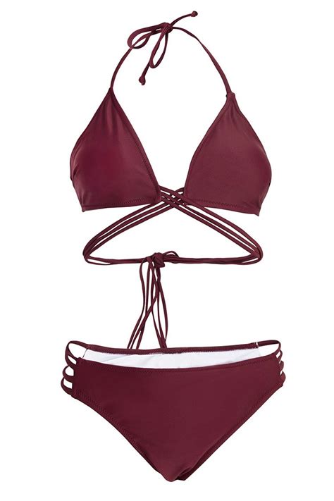 CUPSHE Women S Low Rise Bikini Set Strappy Triangle Top Padded Two