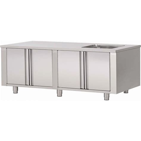 Table armoire inox centrale du chef 1 évier P 700 x H 850 mm 2 po