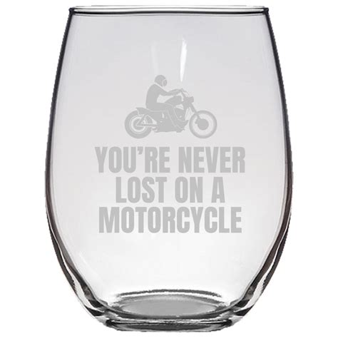 Motorcycle Rider Gift Motorbike Stemless Wine Glass Biker Etsy