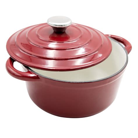 Aidea Enameled Cast Iron Dutch Oven 5 Quart Burgundy Red Round Ceramic Coated 6958453400035 Ebay