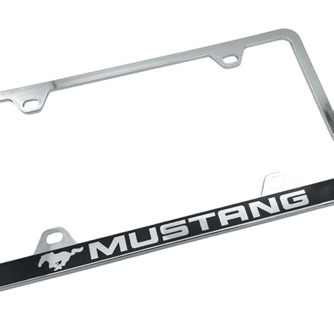 Chrome Plastic ABS License Plate Frame w/ Ford Mustang Script Logo ...