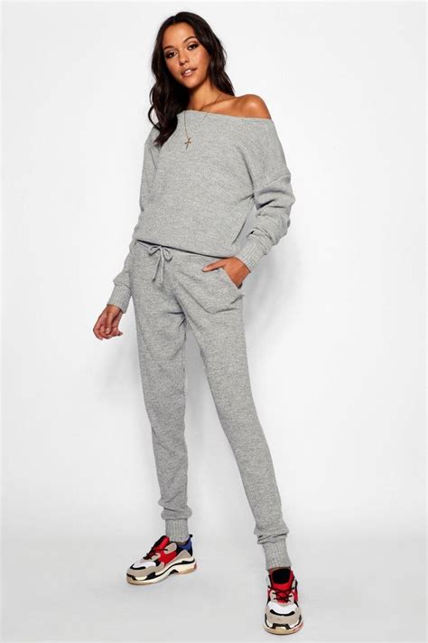 Tall Slash Neck Knitted Lounge Set Aff Aff Ad Neck Set Lounge Slash Vêtements