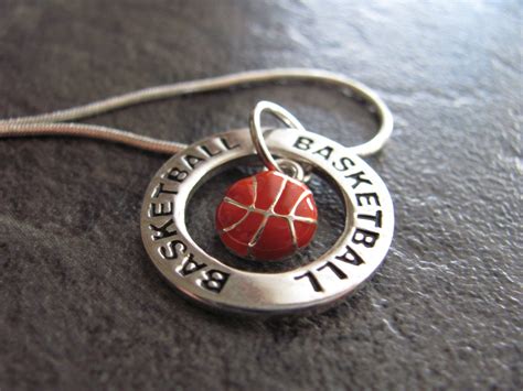 Basketball Necklace Silver Basketball Charm Necklace