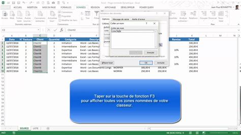 Excel Comment Cr Er Une Plage Nomm E Dynamique Youtube