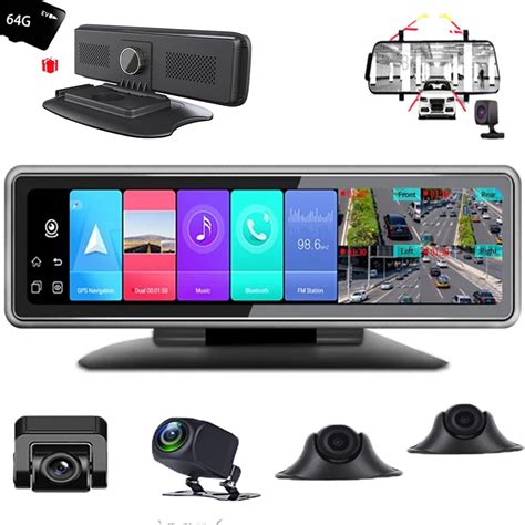 4 Channel Dash Cam Mirror Dash Cam Front Rear And Inside Car Camera 12