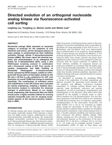 PDF Directed Evolution Of An Orthogonal Nucleoside Directed