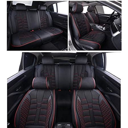 Flexzon Full Set Black Car Seat Covers Universal Deluxe Waterproof Pu