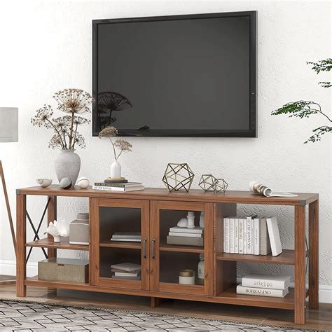 Farmhouse TV Stand For Tvs Up To 75 Inches Storage Cabinet