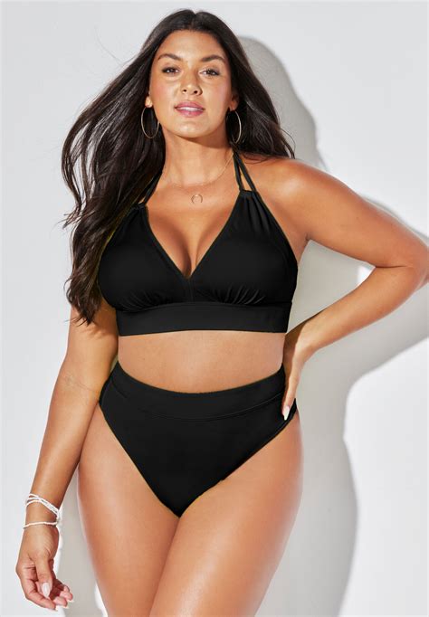 Loop Strap Halter High Waist Bikini Set Swimsuits For All