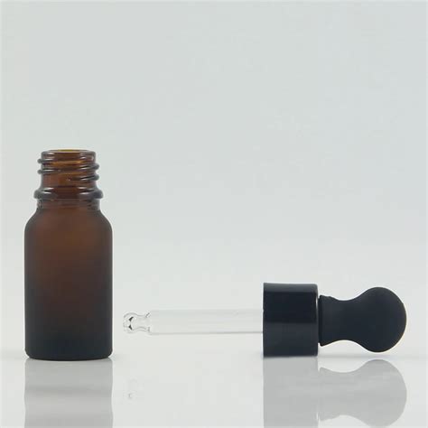 Lege Frosted Amber Dropper Fles Ml Met Zwart Aluminium Druppelaar