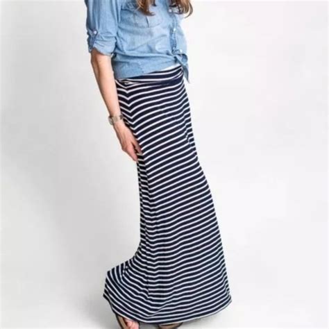 J Crew Skirts J Crew Striped Maxi Skirt Xs Navy White Poshmark